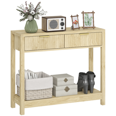 HOMCOM natural fluted console table