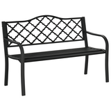 Outsunny 2-Seater Vintage Garden Bench with Steel & Cast Iron Frame, Slatted Seat – Matte Black
