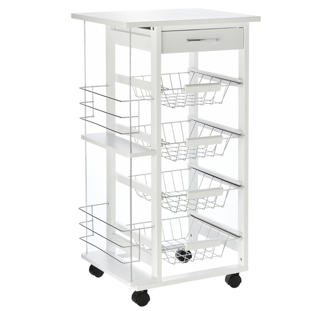 White multifunction kitchen island trolley