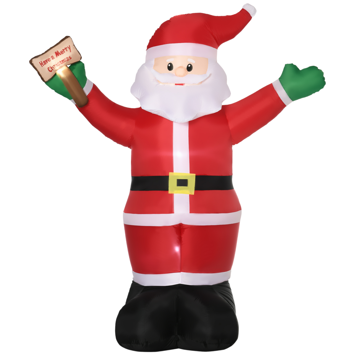 Outsunny 8ft Inflatable Christmas Santa Claus with Four LED Lights and Blessings Sign – Outdoor Decoration