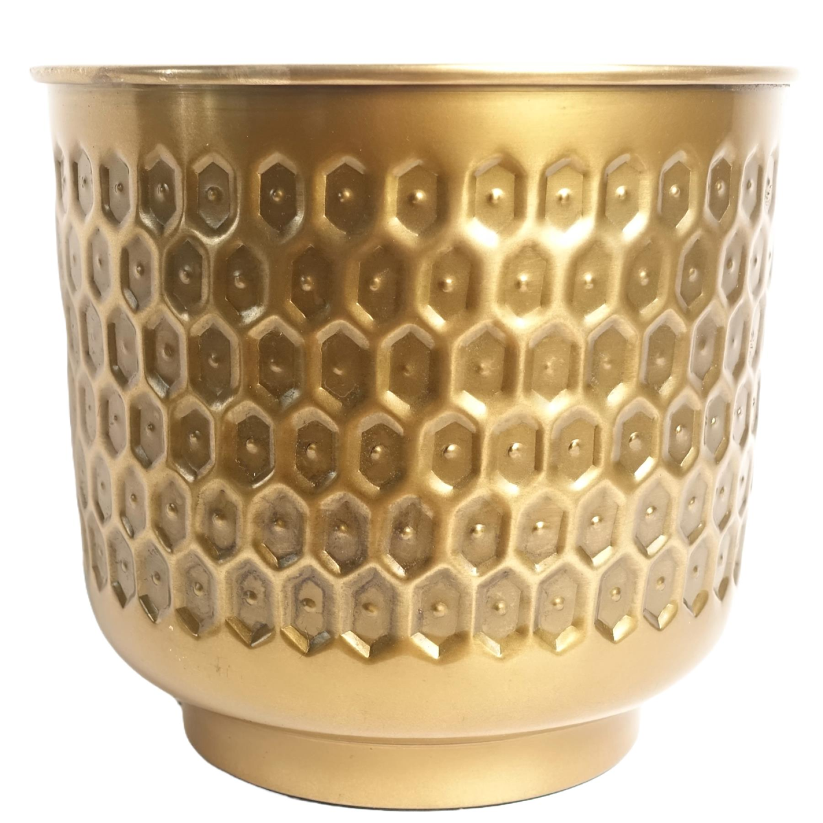 Leaf Gold Honeycomb Metal Planter – Handmade Indoor Plant Pot with Rustic Finish