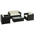 Outsunny 4-piece rattan sofa set in steel black, front view