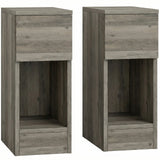 HOMCOM Set of 2 Slim Bedside Tables with Drawer and Shelf – Modern Storage Side Tables, Grey