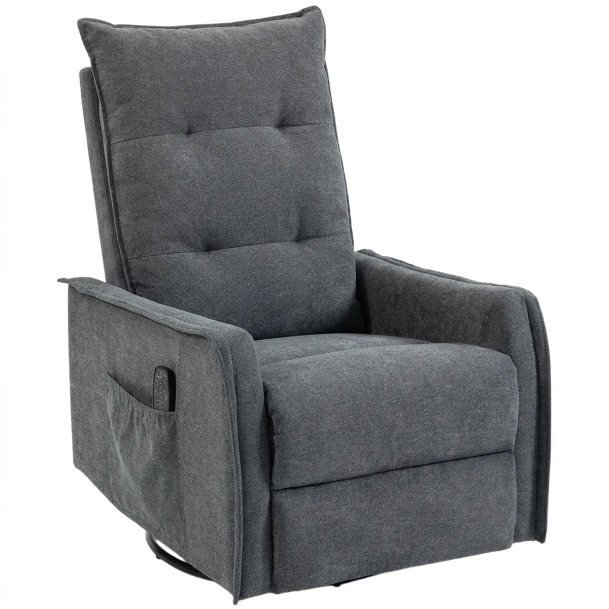 HOMCOM Chenille Recliner Armchair with Massage and Heat, 360° Swivel and Rocking – Manual Recliner, Dark Grey