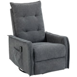 HOMCOM Chenille Recliner Armchair with Massage and Heat, 360° Swivel and Rocking – Manual Recliner, Dark Grey