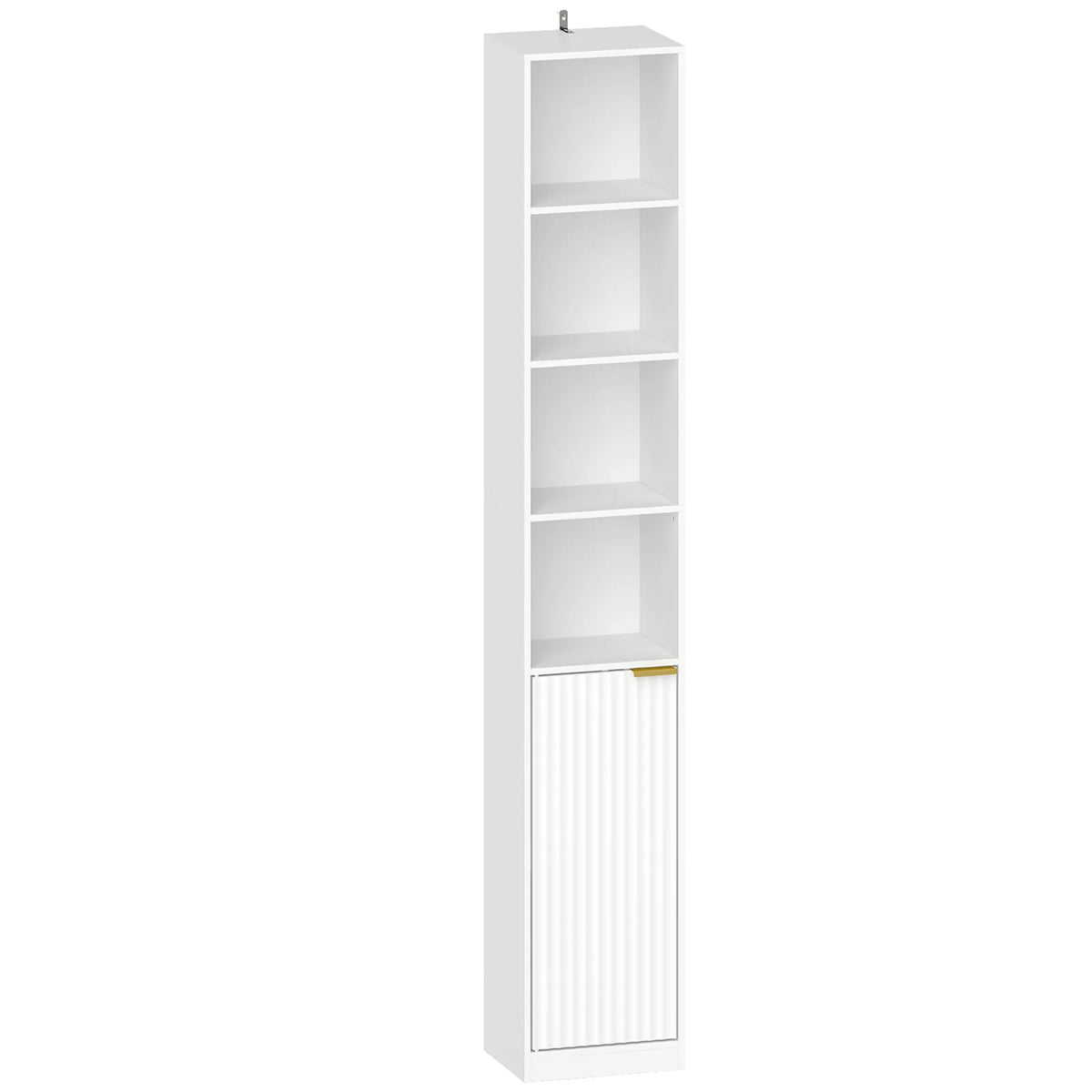 HOMCOM 6-Tier Bookcase with Adjustable Shelf, Cabinet and Anti-Tip Hardware – White Wood Effect