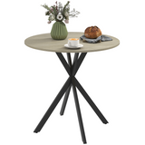 HOMCOM 80 cm Round Dining Table with Steel Cross Legs – Industrial Kitchen Table, White Oak Effect