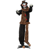 HOMCOM 67 Inch Life Size Halloween Talking Circus Clown with Light-Up Eyes and Laughter – Indoor/Covered Outdoor