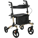 Lightweight folding rollator walker with seat