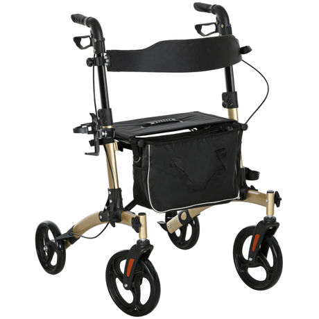 Lightweight folding rollator walker with seat