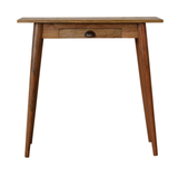 Artisan Furniture Solid Mango Wood Mini Nordic Style Writing Desk with 1 Drawer – Oak-ish Finish, Brown