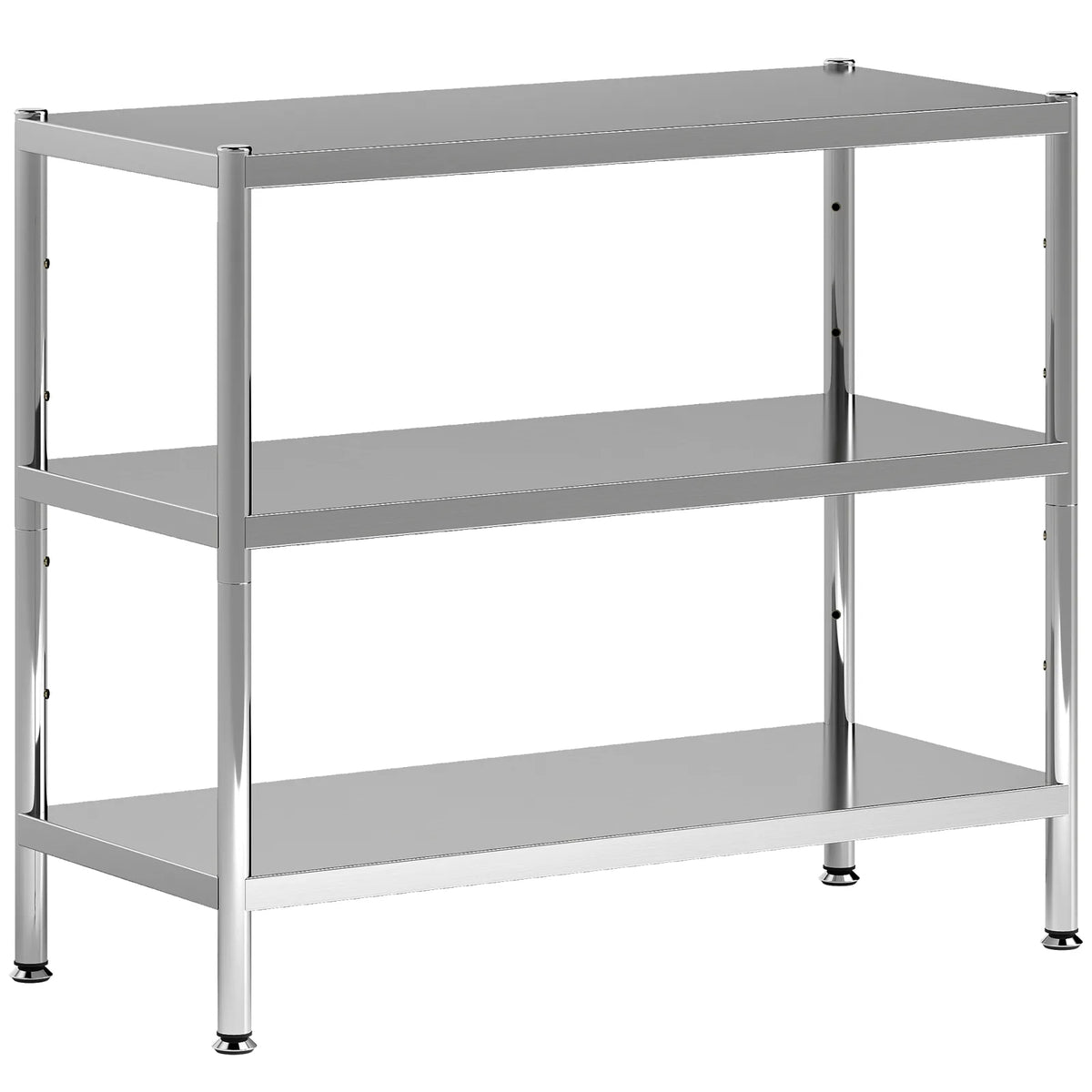 HOMCOM 3-Tier Stainless Steel Bakers Rack with Adjustable Shelves – Microwave Stand and Kitchen Storage, Silver