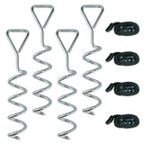 SPORTNOW Trampoline Anchor Kit with 4 Galvanised Steel Spiral Stakes & Adjustable Straps – 32cm Ground Anchors
