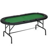 HOMCOM Foldable Poker Table for 8 Players with Game Trays & Drink Holders – Casino Games, Home and Pub
