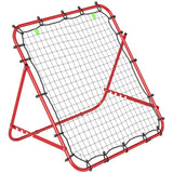 HOMCOM Adjustable Football Rebounder Net with Steel Frame – Kickback Training Target for Teens & Adults, Red
