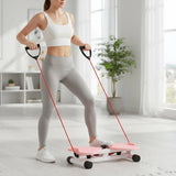Waist Twist Board with Foot Massage & 2 Resistance Bands – Silent Twisting Disc for Core Exercise, Pink