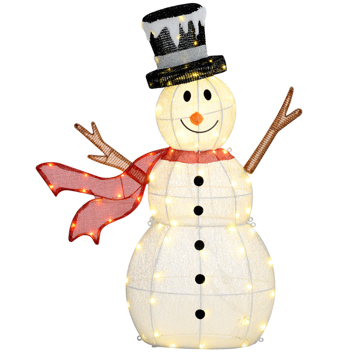 Outsunny Lighted Christmas Snowman with 78 LED Lights – Waterproof Outdoor Garden Decoration, White