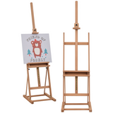 Vinsetto H-Frame Studio Easel with Height-Adjustable Canvas Holder and Storage Tray – Beech Wood Artist Easel
