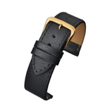 Black Buffalo Grain Leather Watch Strap 16mm – Stitched, Reinforced Construction