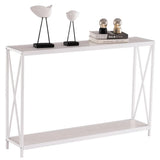 Industrial Console Table with Metal Frame & MDF Top – Narrow Entryway, Hallway & Sofa Table, Oak, 110cm