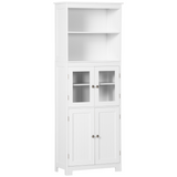 HOMCOM white kitchen cupboard with glass doors