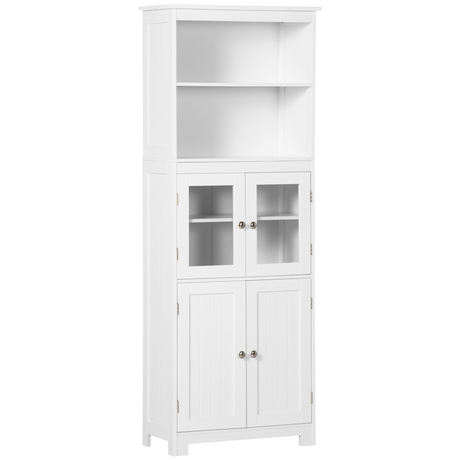 HOMCOM white kitchen cupboard with glass doors