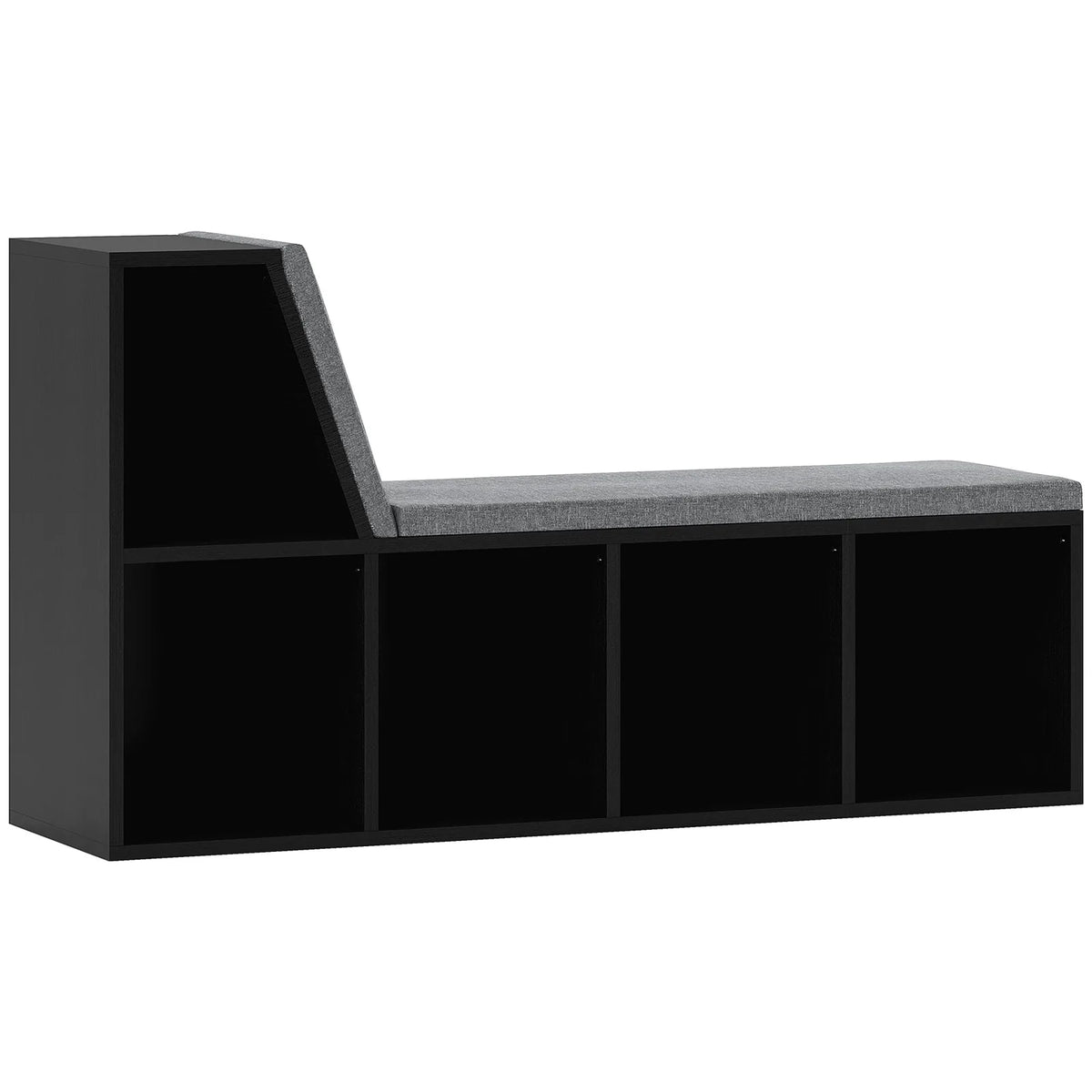 HOMCOM 2 Tier Modern Bookcase with Removable Cushions and 5 Compartments – Living Room Storage Shelf, Black