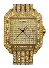NY London Men's Bling Watch – Square Gold Dial, Gold Bracelet, Date Display