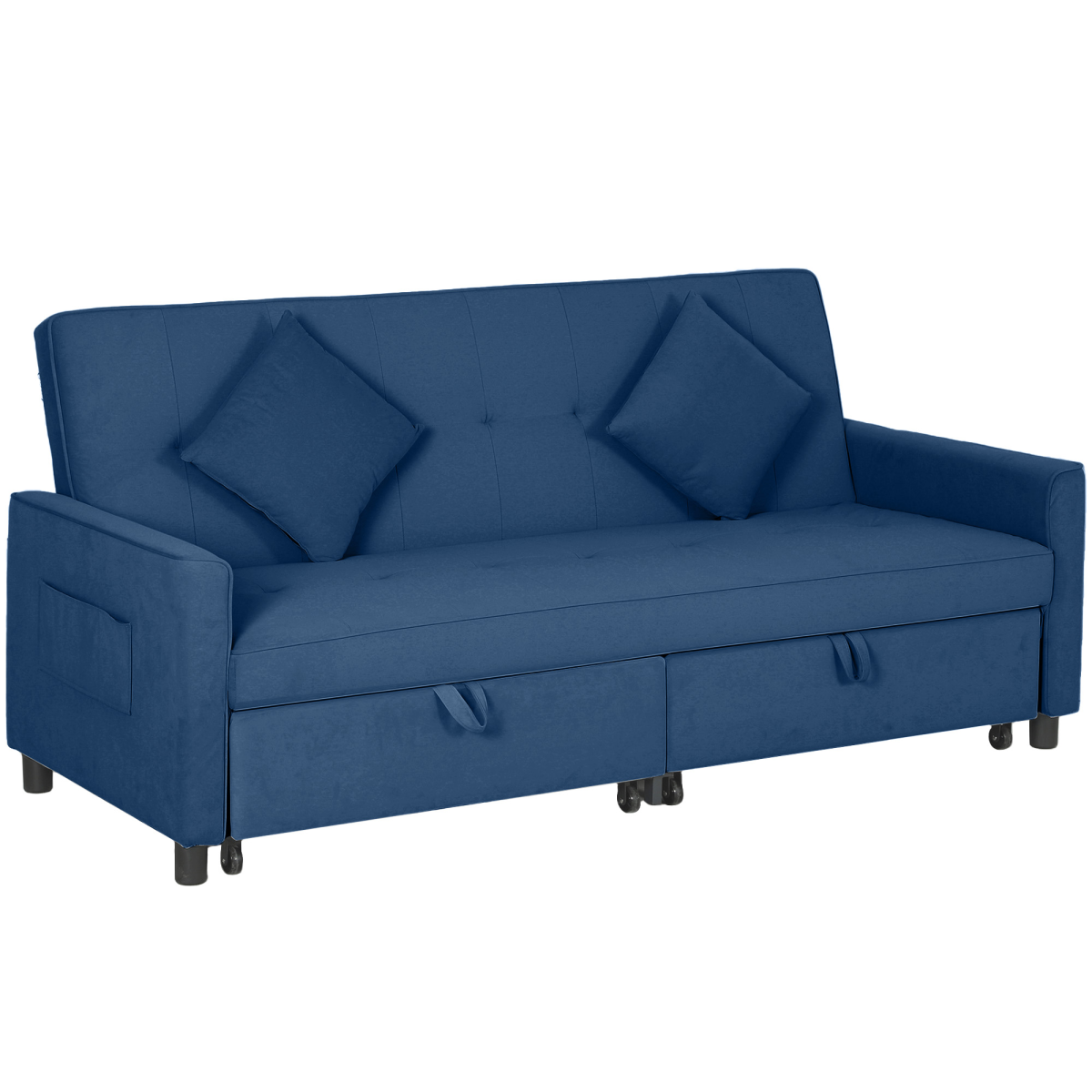 HOMCOM blue L-shaped corner sofa bed