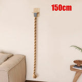 1.5m Wall-Mounted Cat Climbing & Scratching Rope Post – Pine Wood & Hemp Rope