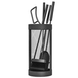 Outsunny 5-Piece Fireplace Tools Set with Mesh Basket – Indoor Outdoor Fireside Accessories, Black
