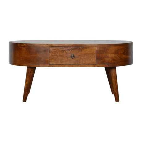 Artisan chestnut rounded coffee table
