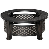 Outsunny 2-in-1 Outdoor Fire Pit with Grill Net, Mesh Lid and Poker – Camping and Bonfire, Bronze Tone