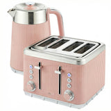 HOMCOM 3000W 1.7L Stainless Steel Kettle and 4 Slice Toaster Set with UK Strix Thermostat – Fast Boil, Pink
