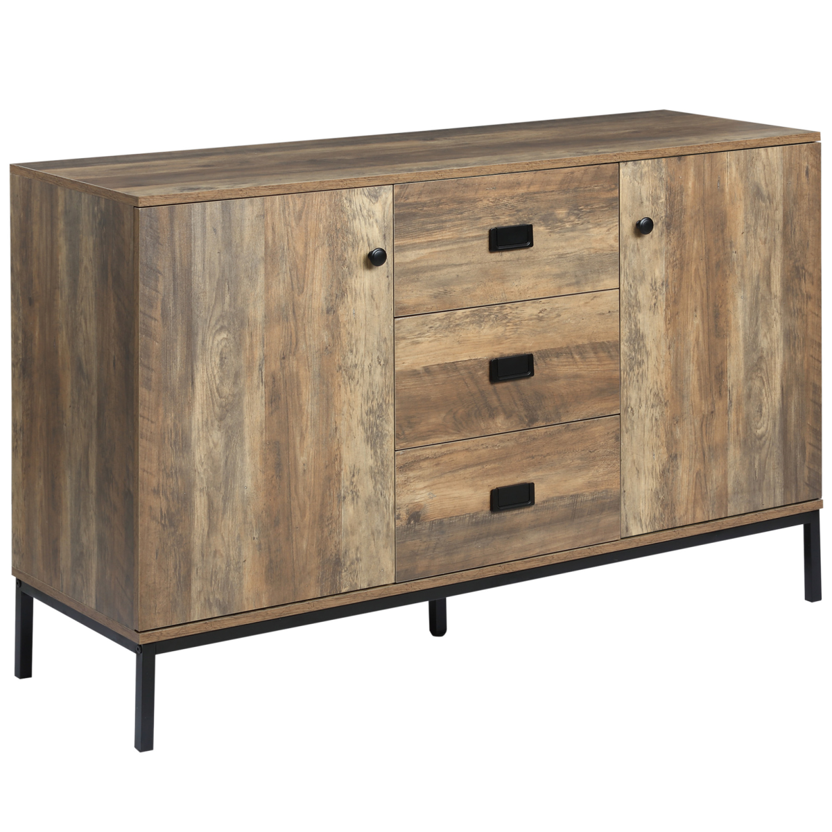 HOMCOM industrial distressed brown sideboard