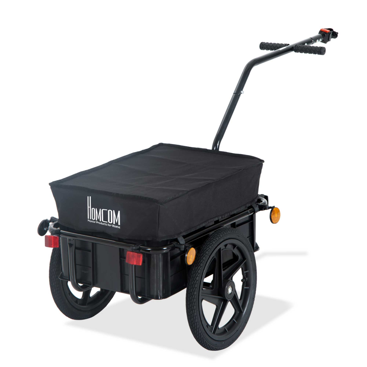 HOMCOM Bike Trailer Cargo Stroller with Removable Compartment – 2-in-1 Bicycle Trailer, Black