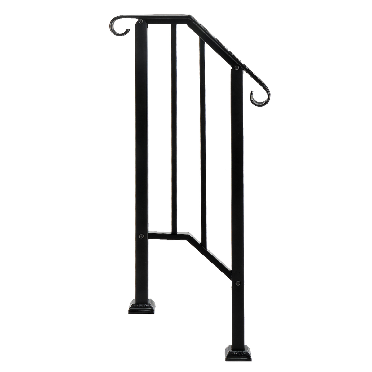 Artisasset Matte Black Outdoor Iron Handrail for 1 Step – Galvanised Iron Garden Step Rail with Install Kit