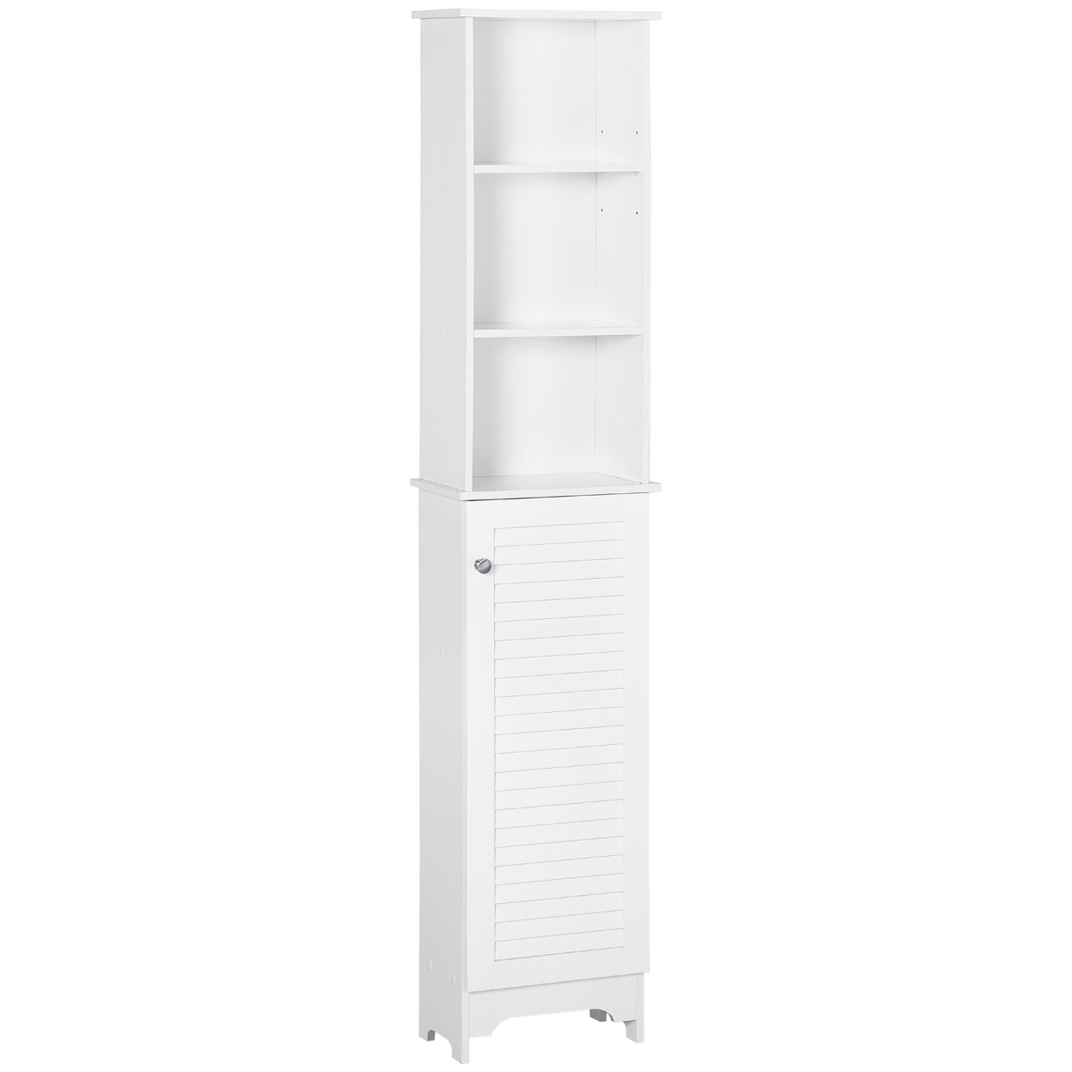 HOMCOM 6-Tier Tall Bathroom Storage Cabinet with Shutter Door – Slim Narrow Unit, White
