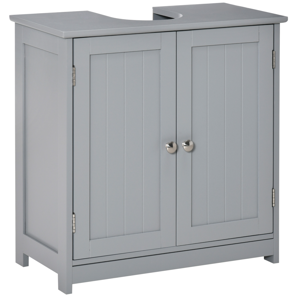 kleankin 60 x 60cm Under-Sink Storage Cabinet with Adjustable Shelf & Pipe Cut-Out – Bathroom Storage, Grey