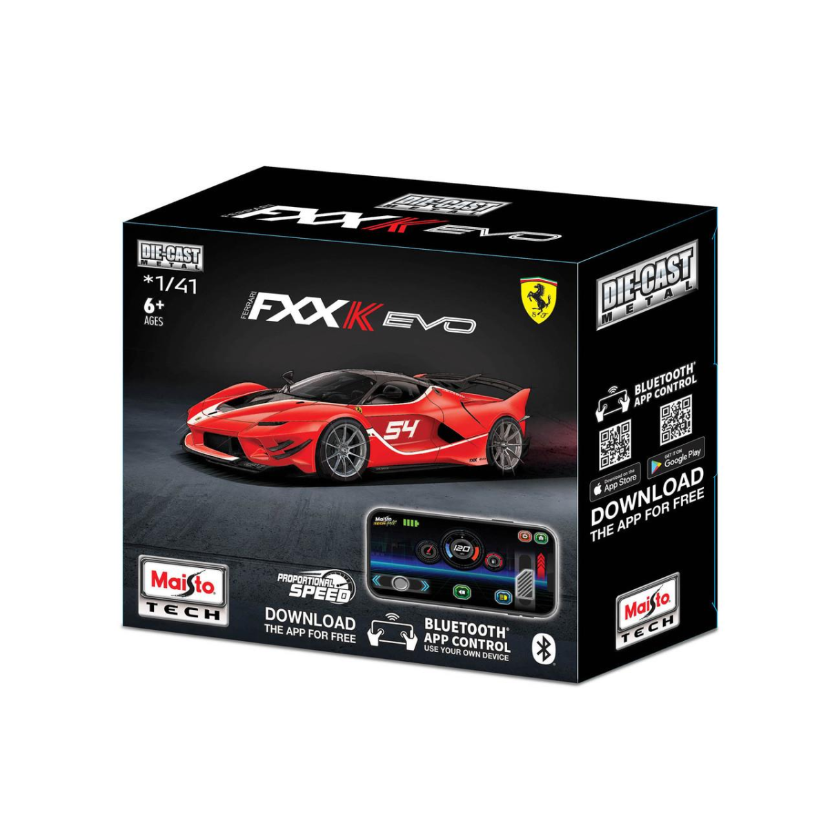 Maisto Mini Metal Bluetooth RC Ferrari FXX-K Evo – 1:41 Die-Cast Remote Control Car with App Sound Effects