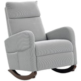 HOMCOM Corduroy Rocking Armchair with Thick Padding and Side Pockets – Relaxing Living Room Chair, Grey