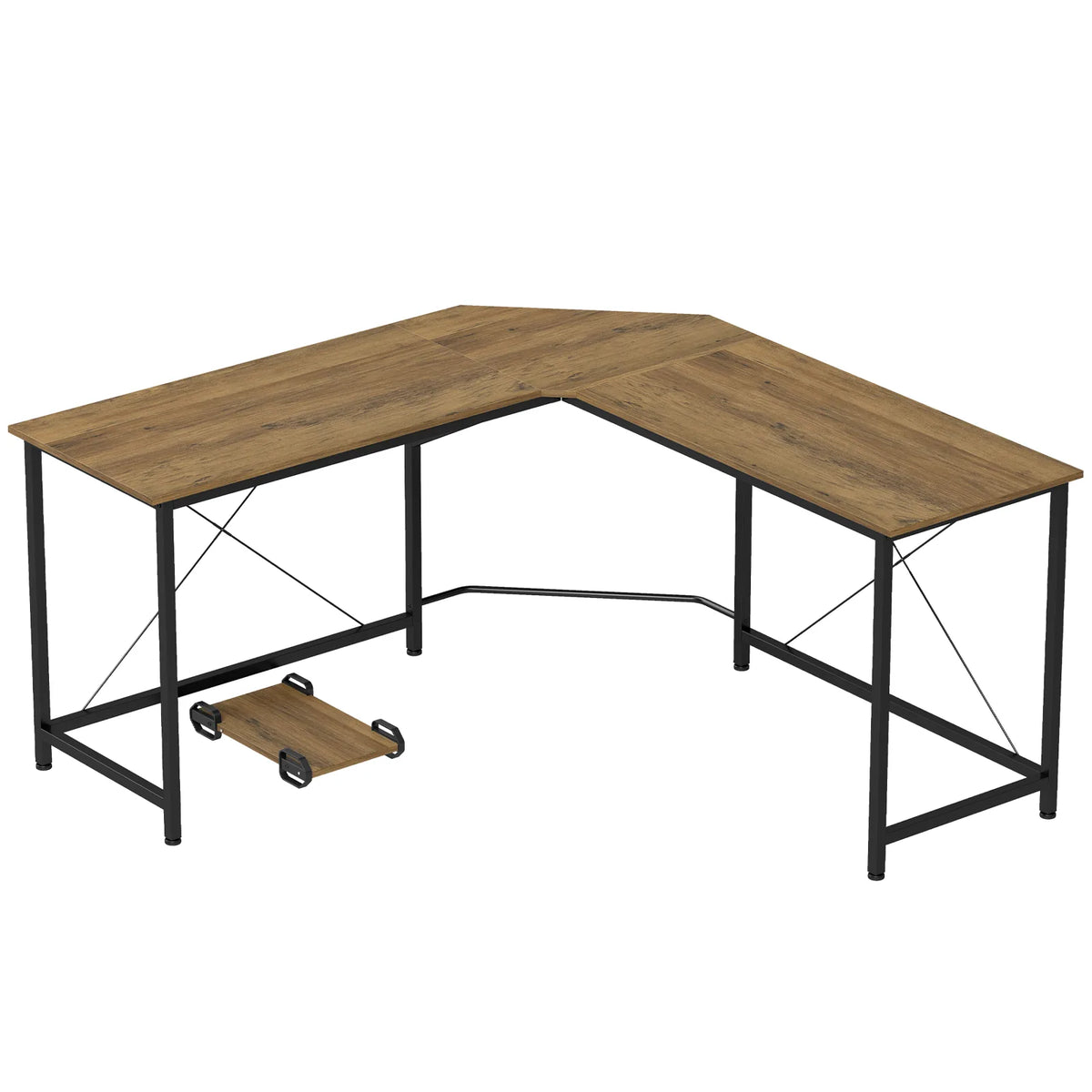 HOMCOM L-Shaped Corner Computer Desk with 3 Worktops, Wood-Effect Top – Home Office Gaming Workstation