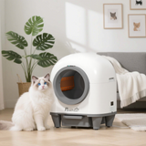Self-Cleaning Cat Litter Box with App Control, 12 Safety Sensors & 80L Capacity – Automatic Scooping, White & Grey