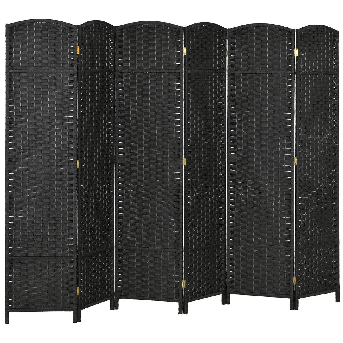 HOMCOM 6 Panel Folding Room Divider – Hand-Woven Style Privacy Screen, 240 x 170cm, Black