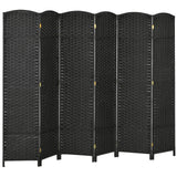 HOMCOM 6 Panel Folding Room Divider – Hand-Woven Style Privacy Screen, 240 x 170cm, Black