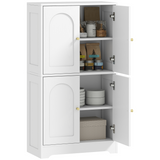 HOMCOM 110cm Kitchen Cupboard with 4 Arched Doors and 2 Adjustable Shelves – Storage Cabinet, White
