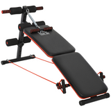 HOMCOM Foldable Sit Up Bench with Adjustable Popliteal Bracket & Spring Puller – Home Gym Core Workout, Black