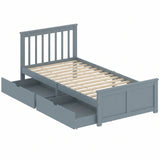 HOMCOM 3ft Single Pine Storage Bed Frame with 2 Wheeled Drawers, Headboard & Slats – Solid Wood, Grey