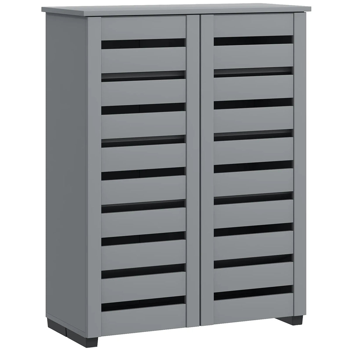 HOMCOM 5-Tier Narrow Shoe Cabinet with Slatted Doors and Adjustable Shelves – Holds 15 Pairs, Dark Grey
