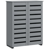 HOMCOM 5-Tier Narrow Shoe Cabinet with Slatted Doors and Adjustable Shelves – Holds 15 Pairs, Dark Grey